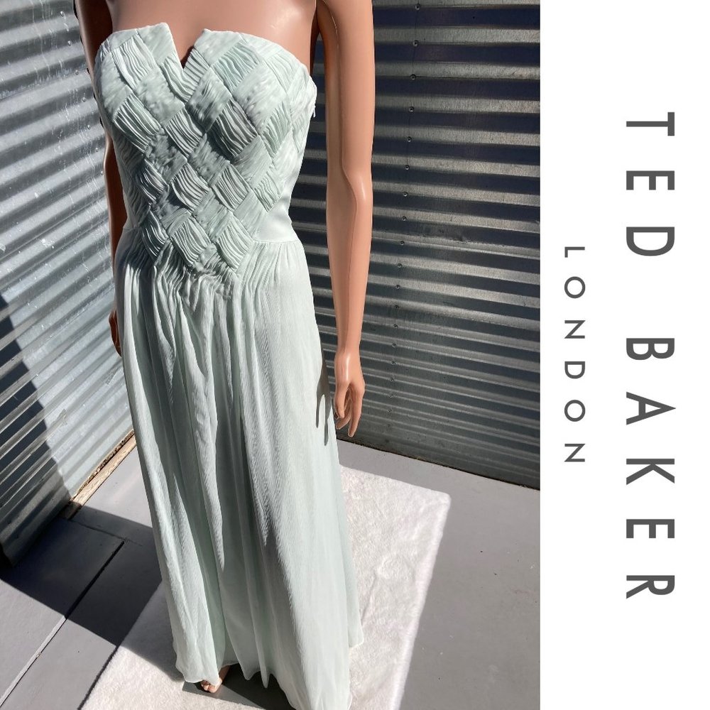NWT Ted Baker Mint Bandeau Pleated Maxi Dress